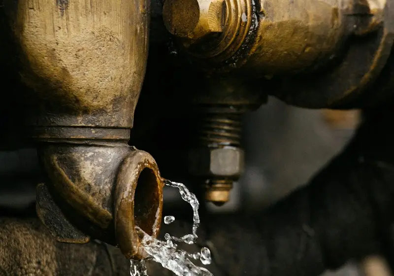 Water spraying from a broken pipe